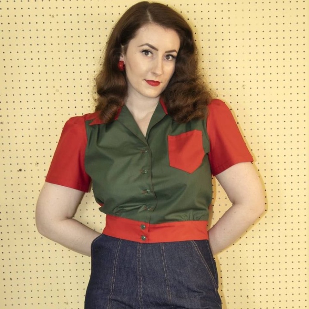 NWOT Freddie's of Pinewood 1940s Work Blouse 100% Cotton